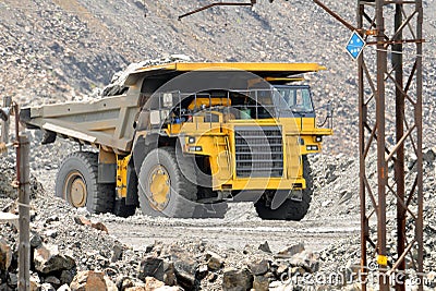 Yellow dump truck Stock Photo