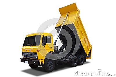 Yellow dump truck Stock Photo