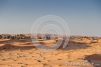 Yellow Dunes on suunset desert, Sharjah,UAE Stock Photo