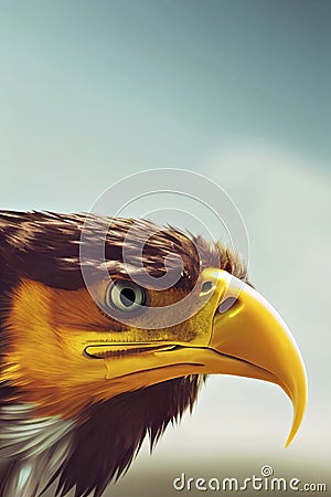 Yellow eagle head Stock Photo