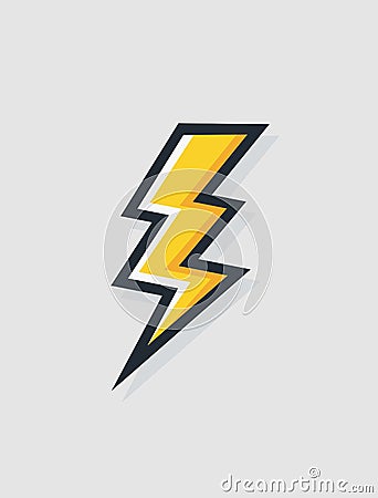 Yellow electric lightning bold symbol Vector Illustration