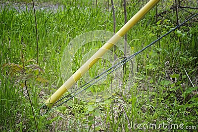 Yellow electrical pole Stock Photo