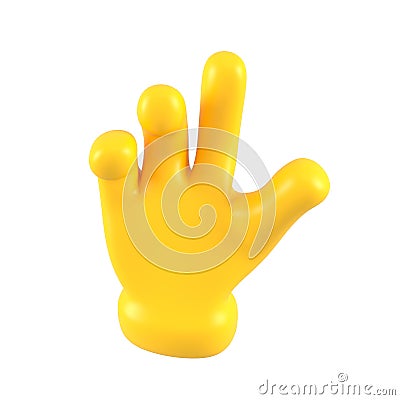 Yellow emoji cute touching gesture isolated. Touch or tap hand icons, symbols, signals and signs. 3d rendering Stock Photo