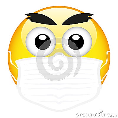 Yellow emoji wearing a surgical mask, emoticon medical mask, vector Vector Illustration