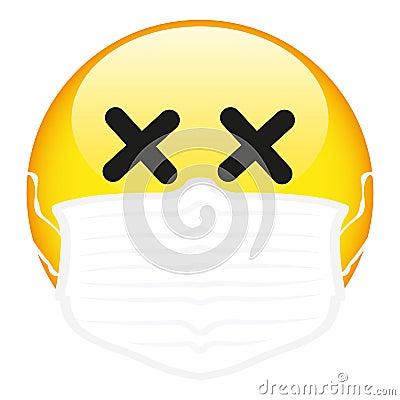 Yellow emoji wearing a surgical mask, emoticon medical mask, vector Vector Illustration