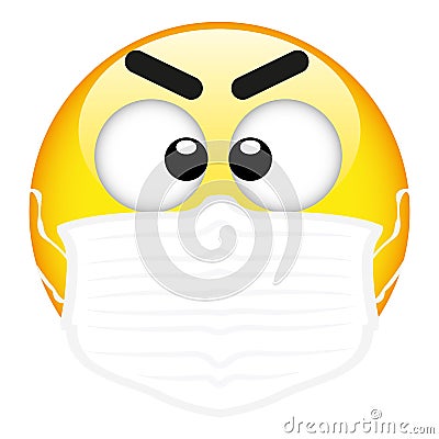 Yellow emoji wearing a surgical mask, emoticon medical mask, vector Vector Illustration