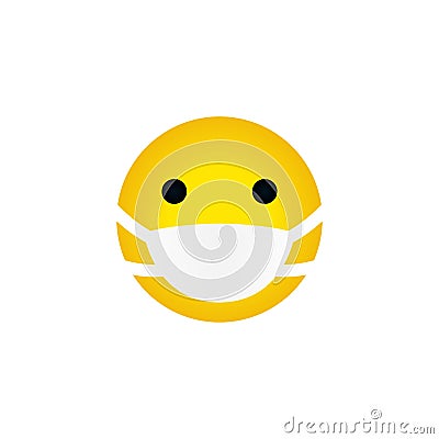 yellow emoticon medical mask Vector Illustration