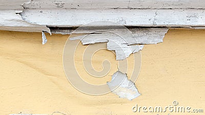 yellow erode painted concrete wall,grunge rough texture background Stock Photo