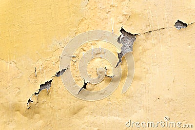 yellow erode painted concrete wall,grunge rough texture background Stock Photo