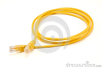 Yellow ethernet cable Stock Photo