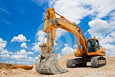 Yellow Excavator Stock Photo