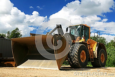 Yellow excavator Stock Photo