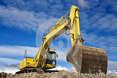 Yellow excavator Stock Photo