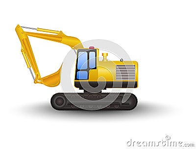 Yellow Excavator Cartoon Vector Illustration
