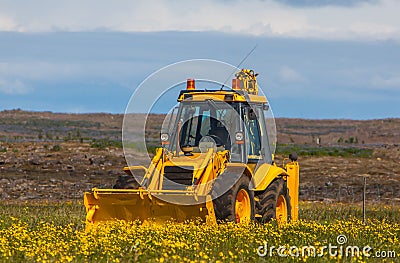 Yellow Excavator Stock Photo