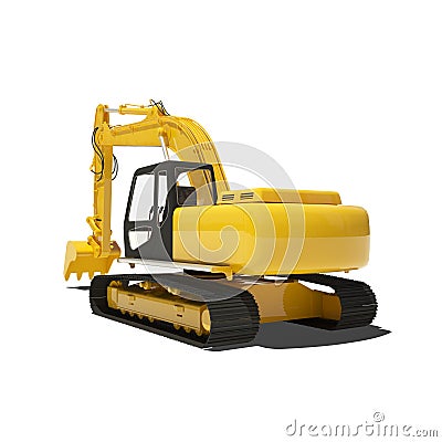 Yellow Excavator Isolated Stock Photo