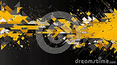 A yellow explosion on a black background, creating a dynamic and vibrant image generative ai Stock Photo