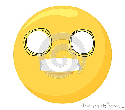 Yellow face with large eyes and gaping mouth showing shock and surprise. Expression of disbelief or amazement vector Vector Illustration