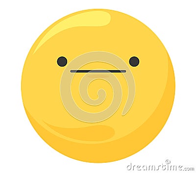 Yellow face with straight line mouth emoji. Expressionless face emoticon, no emotion shown Vector Illustration