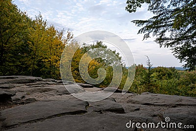 Yellow Fall Colors Creep into the Ledges Overlook Stock Photo