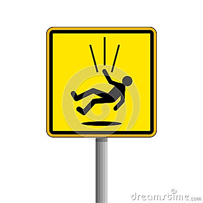 Yellow Fall danger sign, simple vector icon Vector Illustration