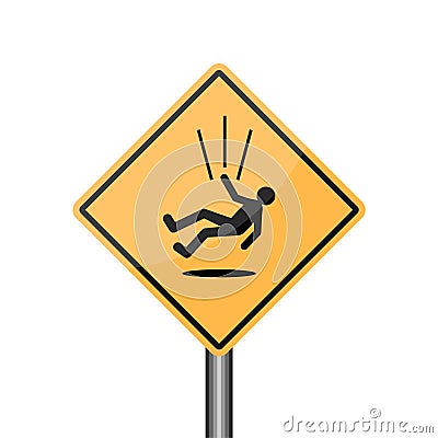 Yellow Fall danger sign, simple vector icon Vector Illustration