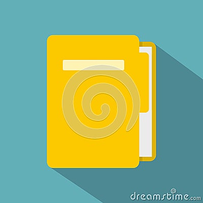 Yellow file folder icon, flat style Vector Illustration