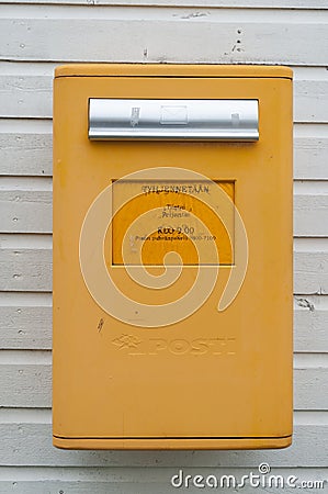 Yellow finnish letter-box Editorial Stock Photo