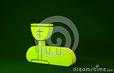 Yellow First communion symbols for a nice invitation icon isolated on green background. Minimalism concept. 3d Cartoon Illustration