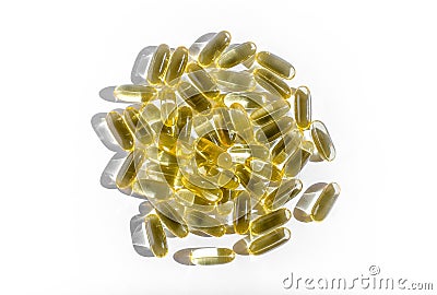 Yellow fish oil pills Stock Photo