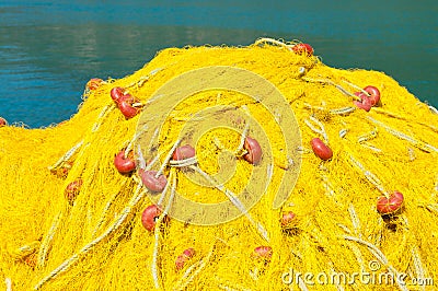 Yellow Fishing Net Stock Photo