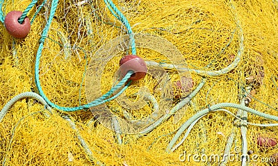 Yellow fishing net texture Stock Photo