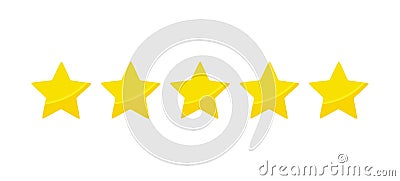 Yellow five stars quality rating icons Vector Illustration