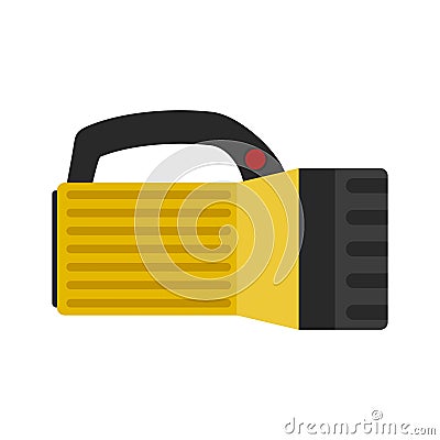 Yellow flashlight handle isolated on white background. Vector illustration Vector Illustration