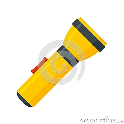 Yellow flashlight icon, flat style Vector Illustration