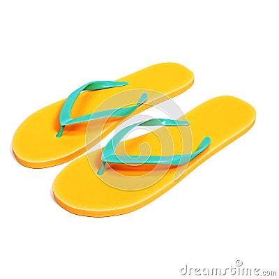 Yellow flip flops isolated on white background Stock Photo
