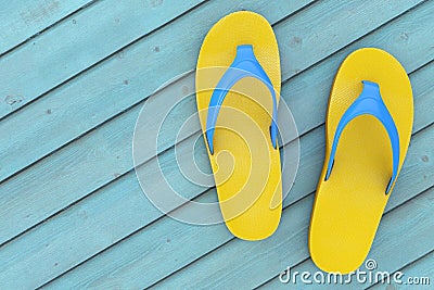 Yellow Flip Flops Sandals. 3d Rendering Stock Photo
