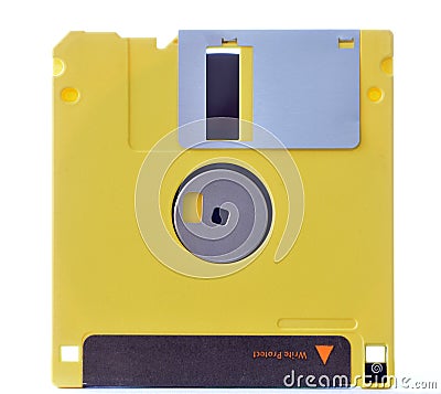 Yellow floppy disk Stock Photo