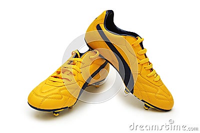 Yellow football boots Stock Photo