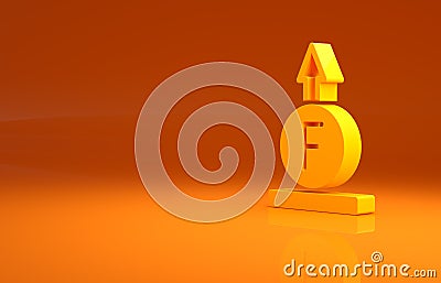 Yellow Force of physic formula calculation icon isolated on orange background. Minimalism concept. 3d illustration 3D Cartoon Illustration