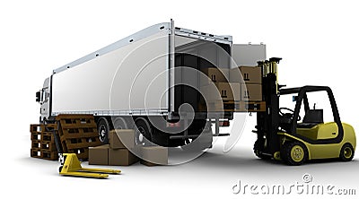 Yellow Fork Lift Truck Isolated on White Stock Photo