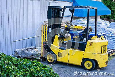 Yellow forklift Stock Photo