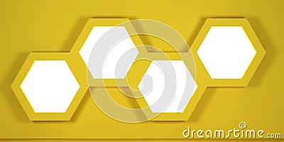 Yellow four hexagon shaped cells Stock Photo