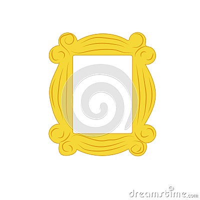 Yellow frame from under a picture or a mirror like at friends. Vector Illustration