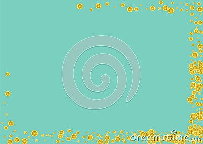 Yellow Fruit Background Green Vector. Graphic Decoration. Sunny Citrus Natural. Decor Sunny Set Vector Illustration