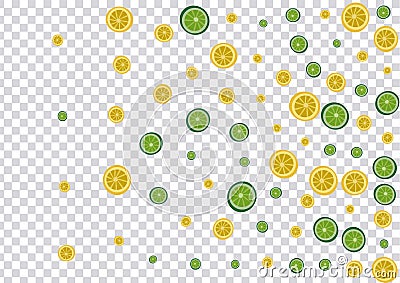 Yellow Fruit Background Transparent Vector. Art Pattern. Sunny Citrus Slice. Vector Illustration