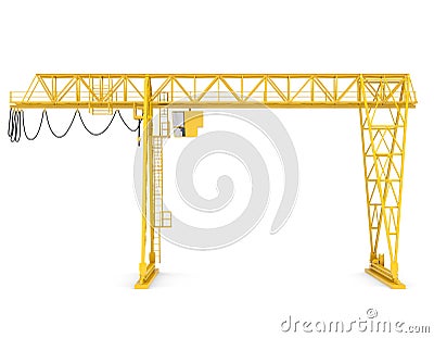 Yellow gantry bridge crane Stock Photo