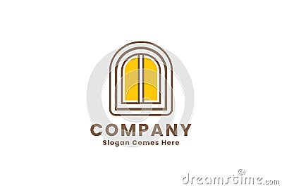 Yellow gate logo for construction industry Stock Photo