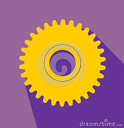 Yellow Gear flat design icon vector eps 10 Vector Illustration