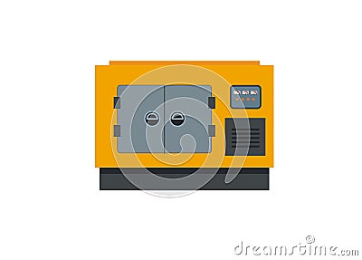 Yellow generator engine. Simple flat illustration. Vector Illustration